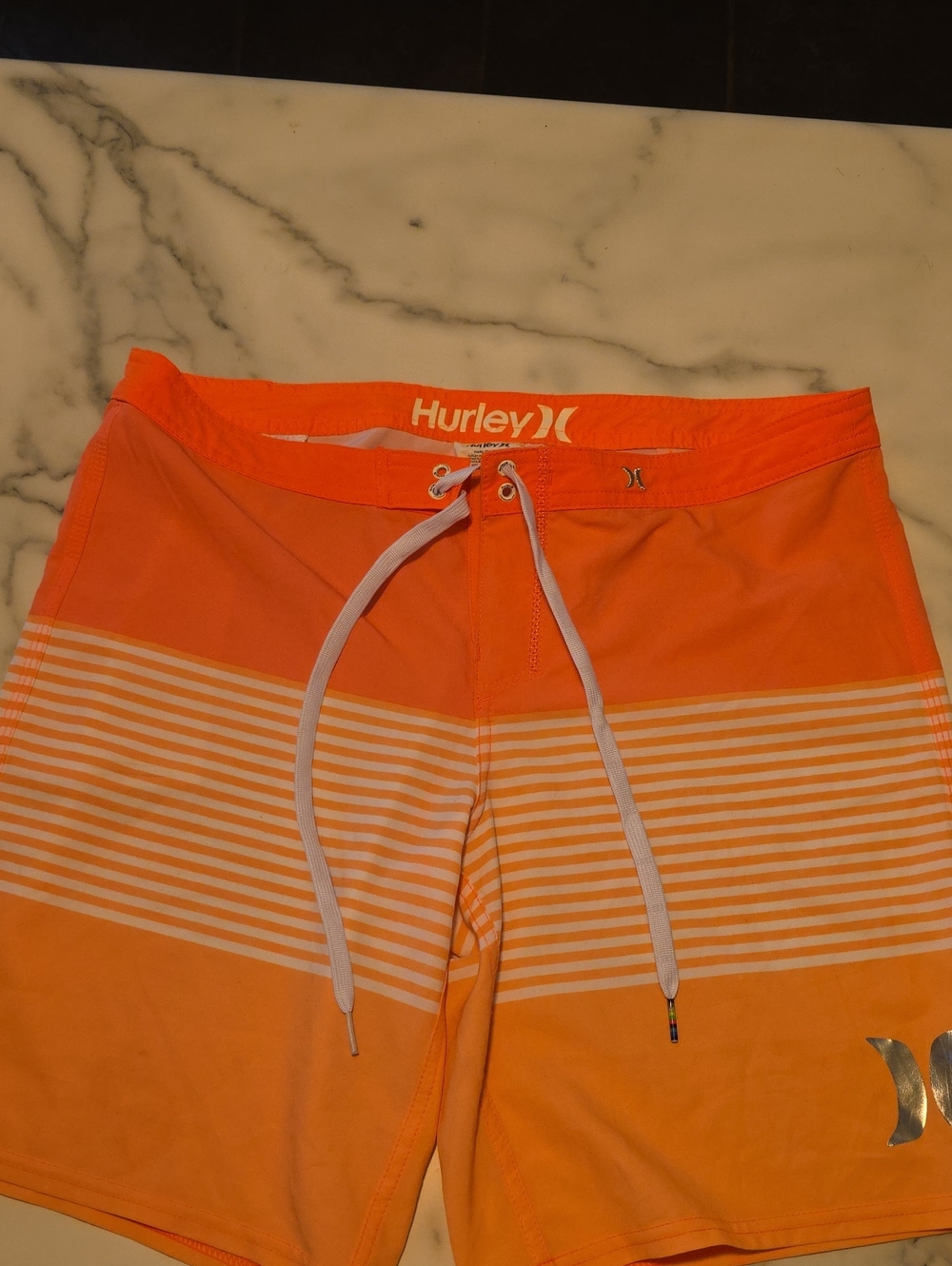 Hurley  Orange and White Striped Gradient Boardshorts